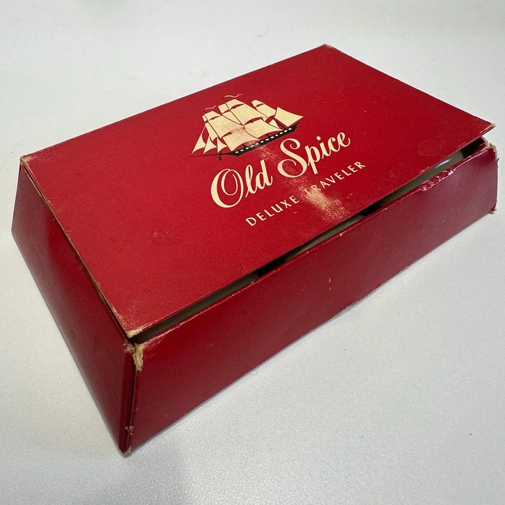 Old Spice Deluxe Traveler Set Mens Vintage Ivory Red Shulton Cologne After Shave